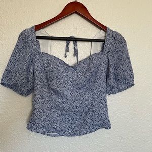 Abercrombie & Fitch blue Puff Sleeve sweetheart top